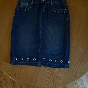 Cute Denim Skirt with Silver Accents